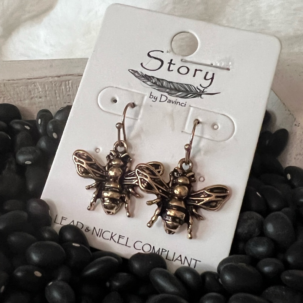 Burnished Goldstone Bee Earring